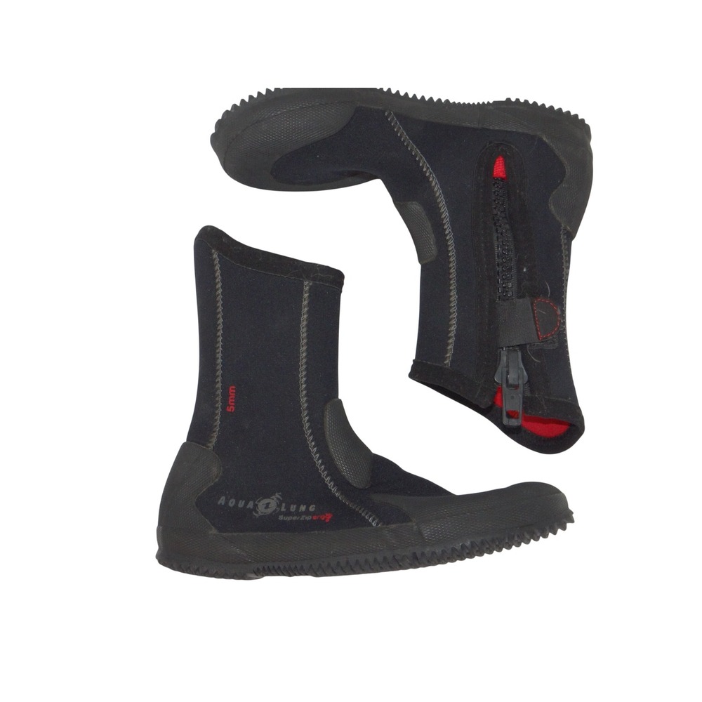 Aqua Lung SuperZip Ergo 5mm Neoprene Dive Boots Black Red Mens 5 Womens 6 3728